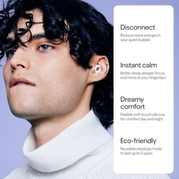 Loop Quiet 2 Ear Plugs Ultra-Comfy Reusable Noise-Reducing Earplugs White - Picture 3 of 7